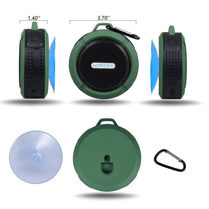 Exclusive Portable Wireless Waterproof Bluetooth Shower Speaker with Built-in Microphone Olive N2