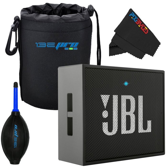 JBL Go Portable Wireless Bluetooth Speaker W/ Built-In Mic (Black) + I3ePro Carry Pouch + Pixi-Basic Accessory...