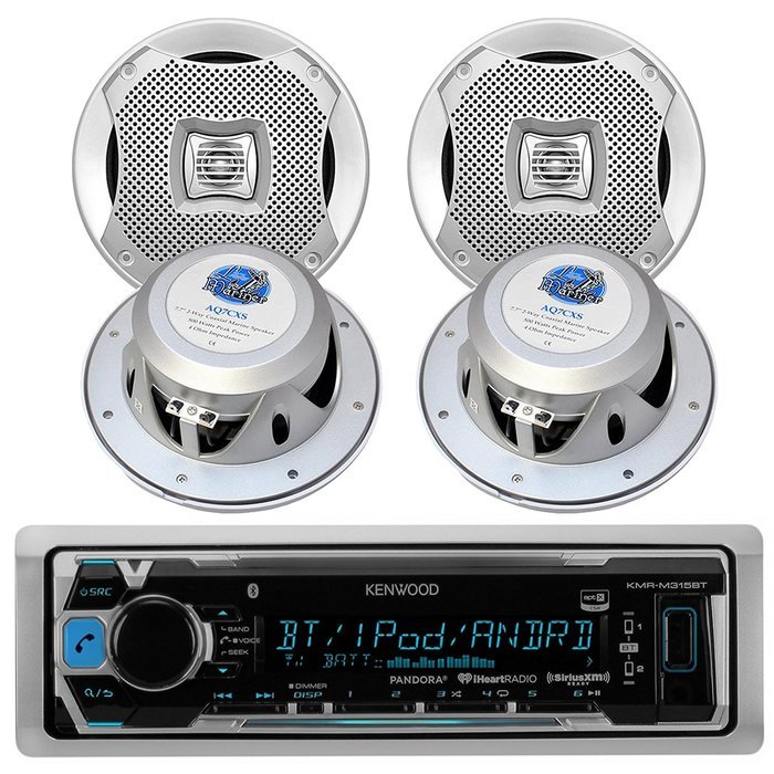 Kenwood KMRM315BT Waterproof Bluetooth Marine Boat Yacht Digital USB AUX Radio Stereo Player With 4 X 500 Watts...