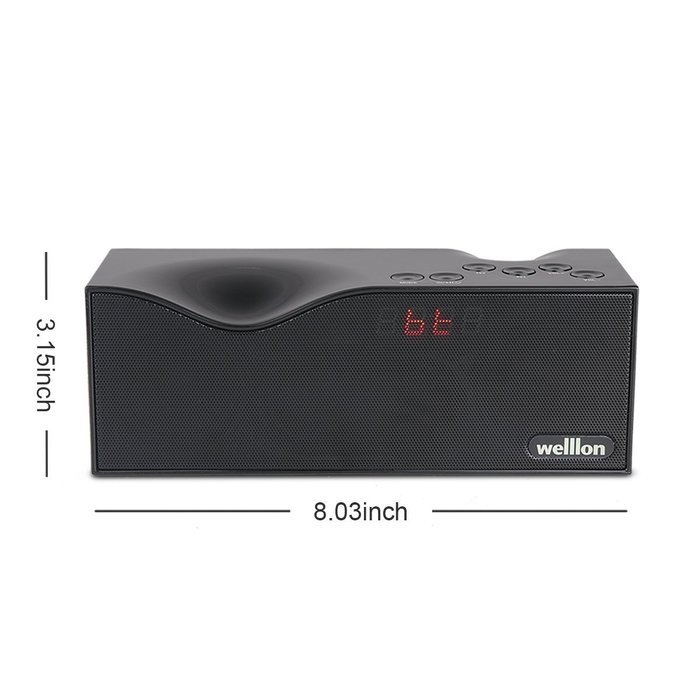 Welllon 2X5W Dual-Driver Portable Bluetooth Speaker with Built-in Mic - Black N5