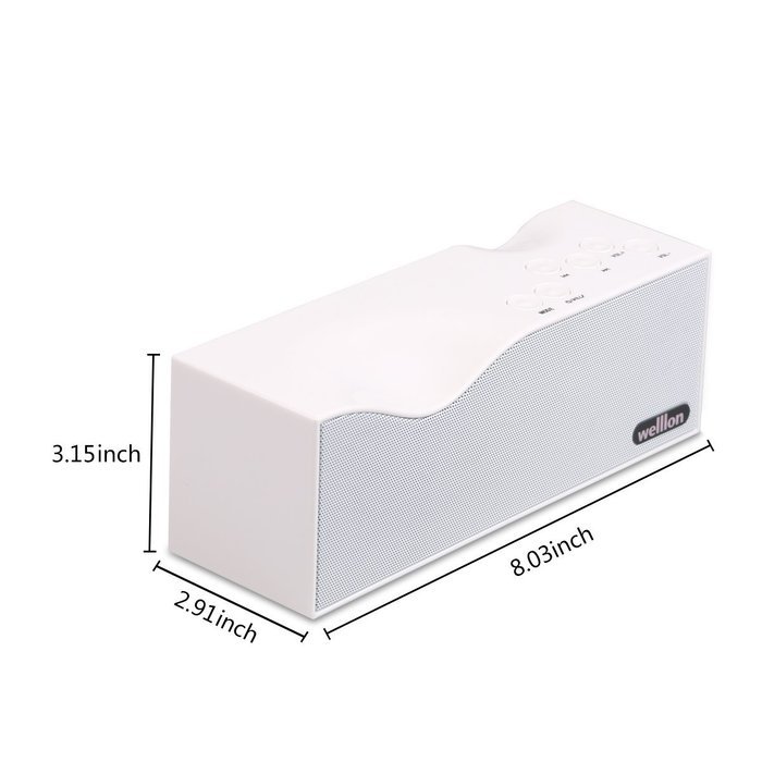 Welllon 2X5W Dual-Driver Portable Bluetooth Speaker with Built-in Mic - Black N12