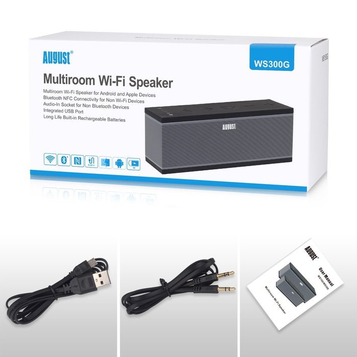 August WS150G WiFi Speaker Bluetooth Speakers Wireless Multiroom Sound System - Airplay / Spotify / Tidal / Tune... N11