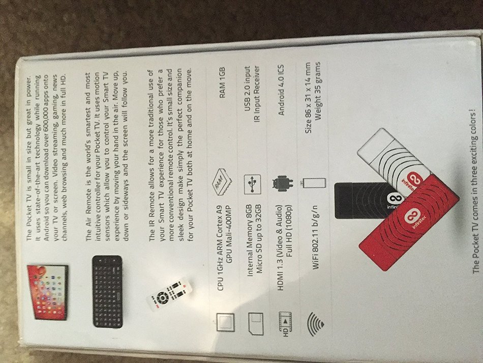 Infinitec's Pocket TV and air remote turns any TV into a smart android TV.