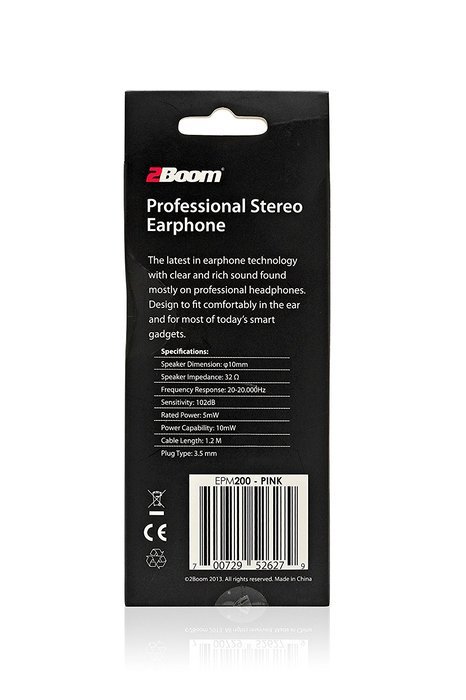 2BOOM Stereo Sound Earbud Black N3