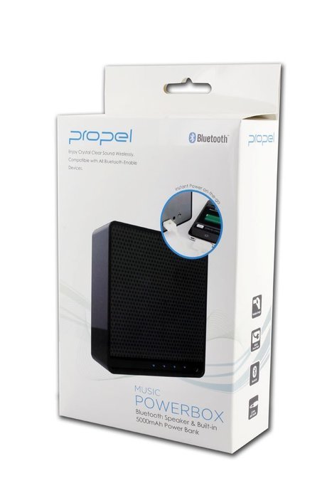 Propel 51068 Music PowerBox Bluetooth Speaker and Built-In 5000mAh Power Bank, Black N7