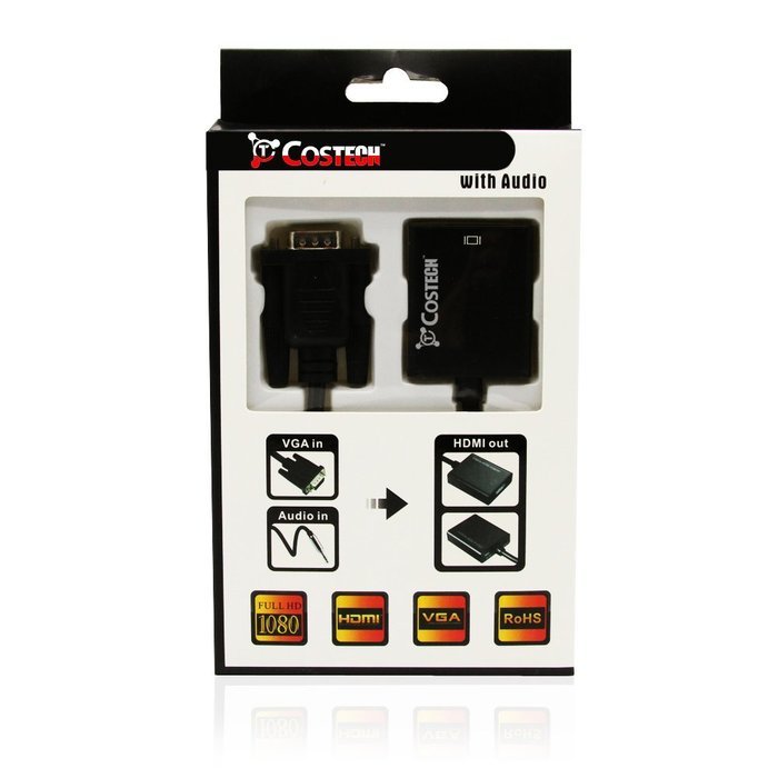 VGA to HDMI Output, Costech HD 1080p TV AV HDTV Video Cable Converter Adapter Plug and Play with Audio for HDTVs... N8