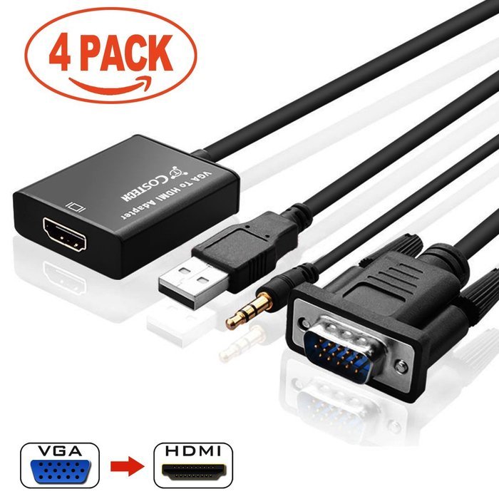 VGA to HDMI Output, Costech HD 1080p TV AV HDTV Video Cable Converter Adapter Plug and Play with Audio for HDTVs... N9