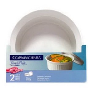 CorningWare 16-Ounce Round Dish with Plastic Cover, French White