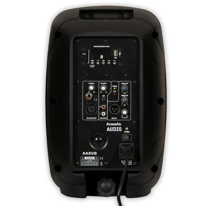 Acoustic Audio AA8UB Powered 600W 8" Bluetooth Speaker 2 Way USB MP3 Player N3