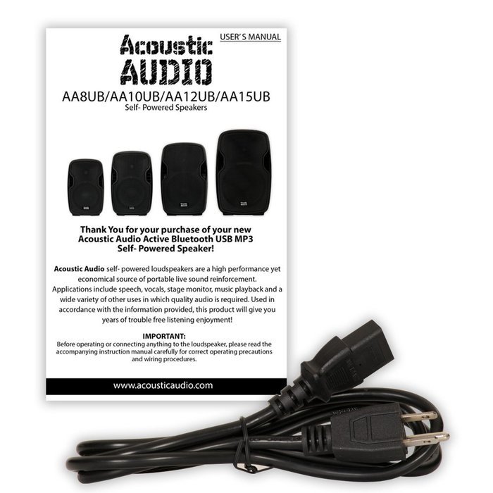 Acoustic Audio AA8UB Powered 600W 8" Bluetooth Speaker 2 Way USB MP3 Player N6