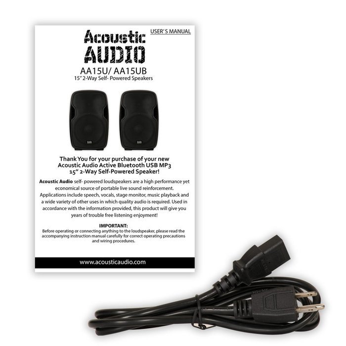 Acoustic Audio AA8UB Powered 600W 8" Bluetooth Speaker 2 Way USB MP3 Player N12