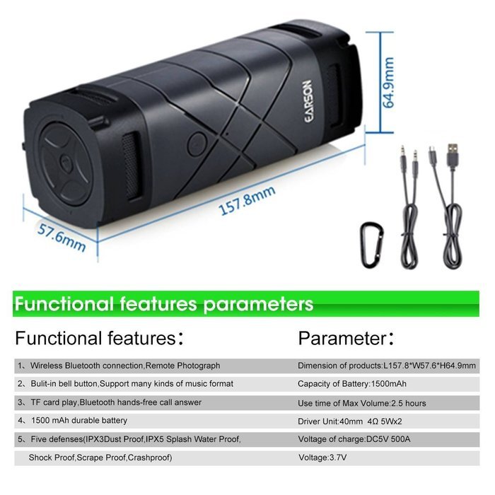 SAWAKE ER-263 1500mAh Portable Waterproof Hands-free TF AUX Wireless Bluetooth Speaker rose red N14