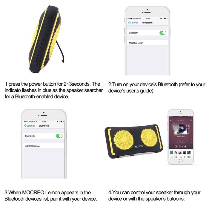 MOCREO Portable Mini Bluetooth Speaker, Wireless Bluetooth Mini Portable Pocket Mosound Lemon Speaker (Yellow+... N6