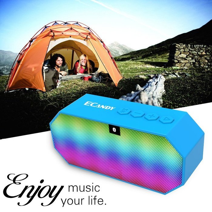 Ecandy Portable Wireless Bluetooth Speaker with Led, Built-in Microphone and Rechargeable battery for iPhone 6... N4