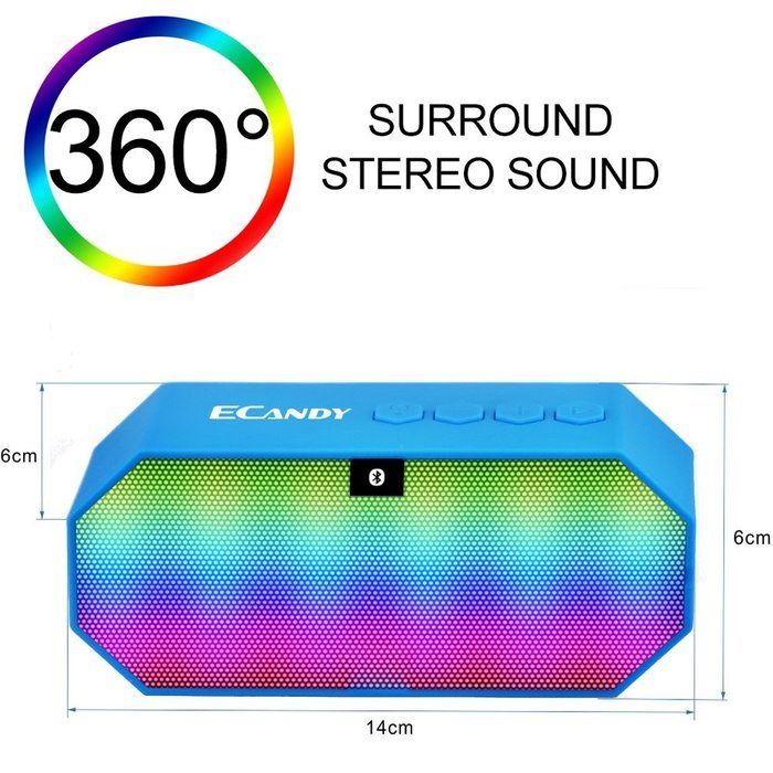 Ecandy Portable Wireless Bluetooth Speaker with Led, Built-in Microphone and Rechargeable battery for iPhone 6... N6