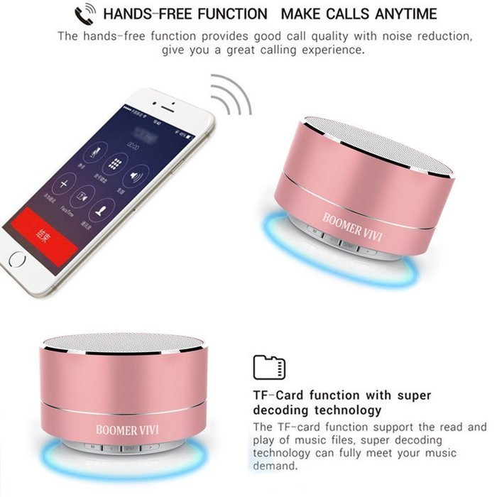 BOOMER VIVI Bluetooth Speakers With Subwoofer B19 Mini Compact Wireless Speaker With LED Light Hi-Fi Quality Sound... N24