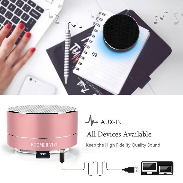 BOOMER VIVI Bluetooth Speakers With Subwoofer B19 Mini Compact Wireless Speaker With LED Light Hi-Fi Quality Sound... N25