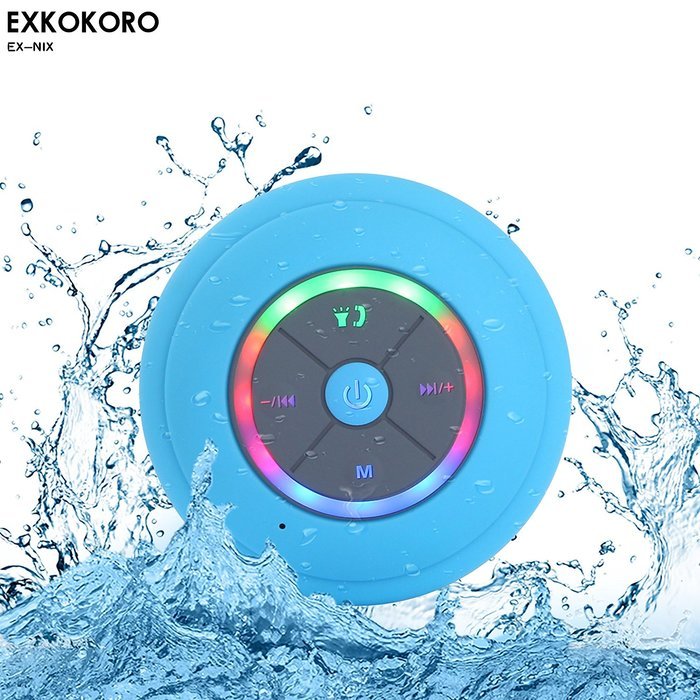 Exkokoro(TM)Water Resistant Portable Shower Bluetooth 4.0 Speakers Subwoofer, Colorful LED Light Effect, Strong...