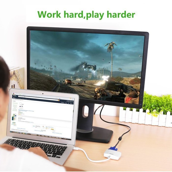 Mini DP to HDMI VGA, Ugreen Mini DisplayPort (Thunderbolt) to HDMI VGA Adapter Converter for Macbook Pro Air iMac... N2