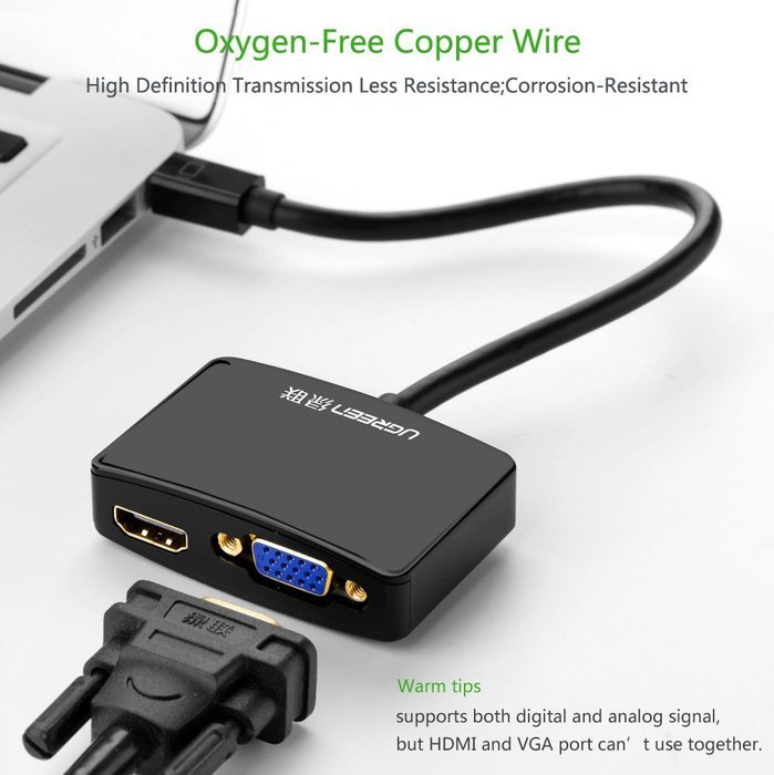 Mini DP to HDMI VGA, Ugreen Mini DisplayPort (Thunderbolt) to HDMI VGA Adapter Converter for Macbook Pro Air iMac... N12