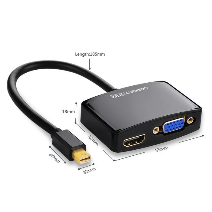 Mini DP to HDMI VGA, Ugreen Mini DisplayPort (Thunderbolt) to HDMI VGA Adapter Converter for Macbook Pro Air iMac... N13