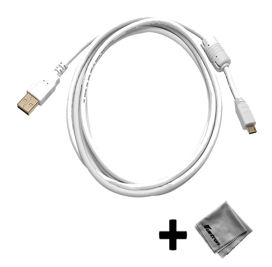 White Gold-Plated USB 2.0 Cable for JBL FLIP 2 Portable Bluetooth Speaker - 3ft