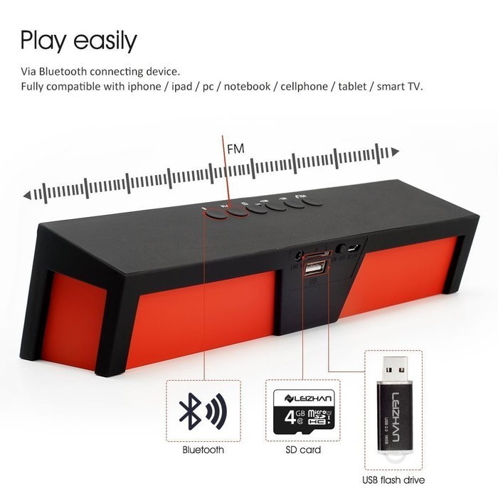 SEGMOI(TM) Portable Bluetooth Stereo Wireless Speaker FM Radio Support TF Card/Micro SD Card USB Input Audio For... N6