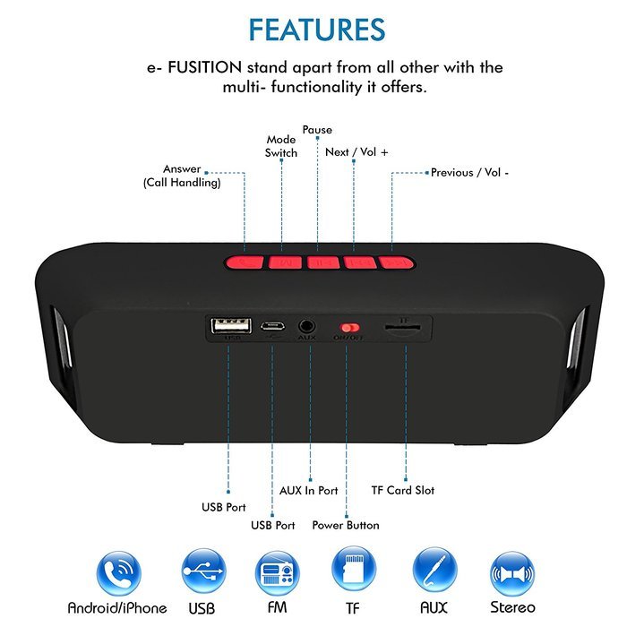 Portable Bluetooth 4.1 Speaker Wireless Stereo FM Radio, High-Def Crystal Sound, Upto 128GB Micro SD Card Support... N2