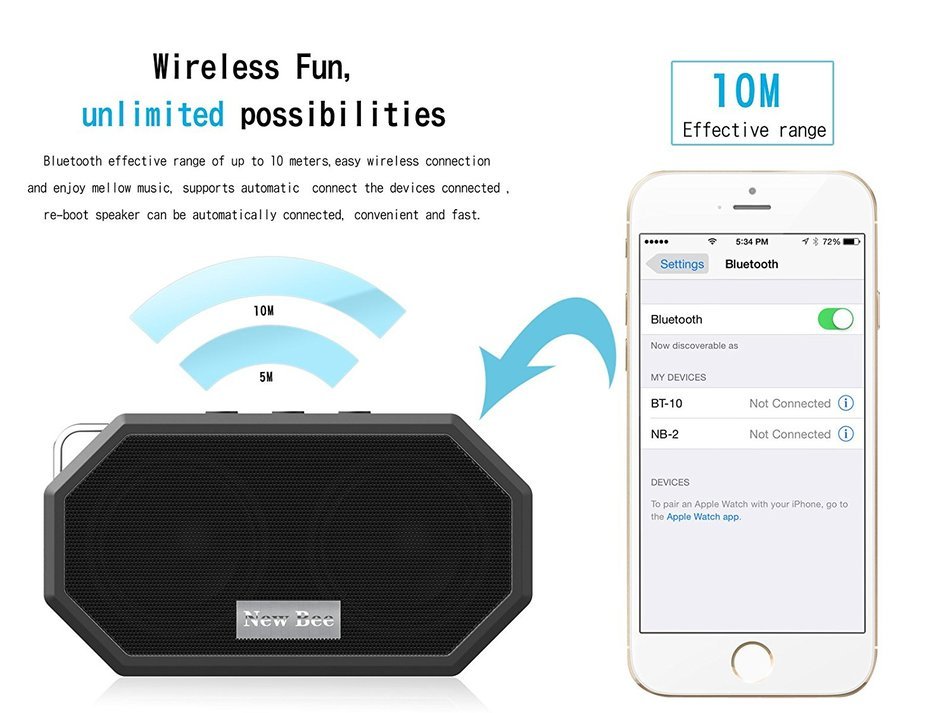 Techwish Outdoor Shower Bluetooth 4.0 Speaker, IP67 Waterproof, Dustproof, Shockproof, Handsfree Portable Speakerphone... N5