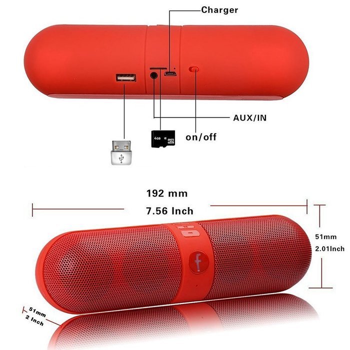 Foneda Pill Speaker Bluetooth Wireless Speakers Portable Subwoofers Stereo Hifi Bulit-in Mic Handsfree speakers... N8