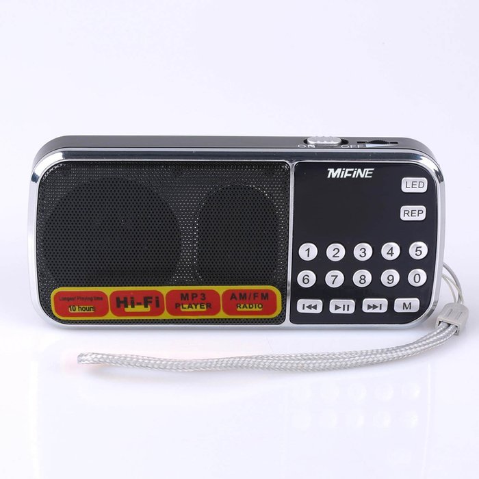 Mifine Portable Pocket FM Radio Speaker Mp3 Music Player with Micro SD/TF Card/USB Disk Input,Emergency Flashlight... N17