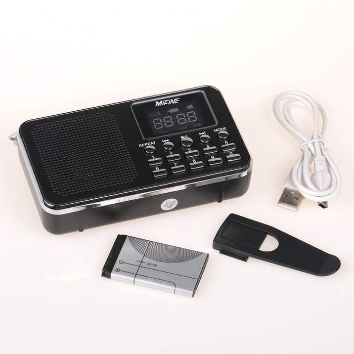 Mifine Portable Pocket FM Radio Speaker Mp3 Music Player with Micro SD/TF Card/USB Disk Input,Emergency Flashlight... N25