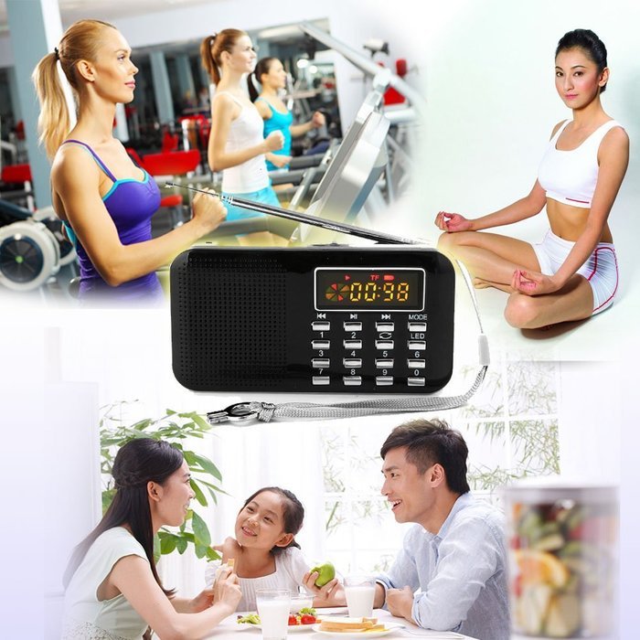 Mifine Portable Pocket FM Radio Speaker Mp3 Music Player with Micro SD/TF Card/USB Disk Input,Emergency Flashlight... N45