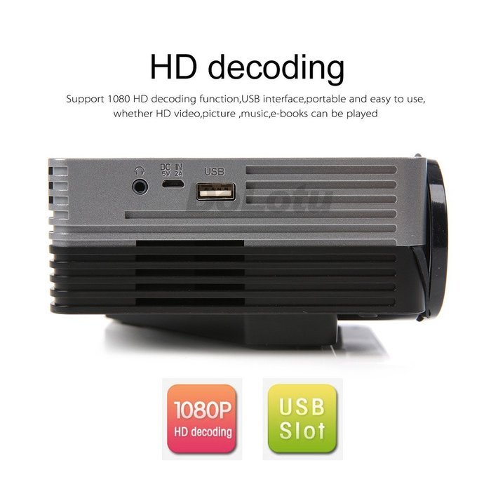Dolotu GM50 Projector Mini Protable LCD LED HD Projector for Home Cinema Theater TV Laptop Game Party,halloween... N4