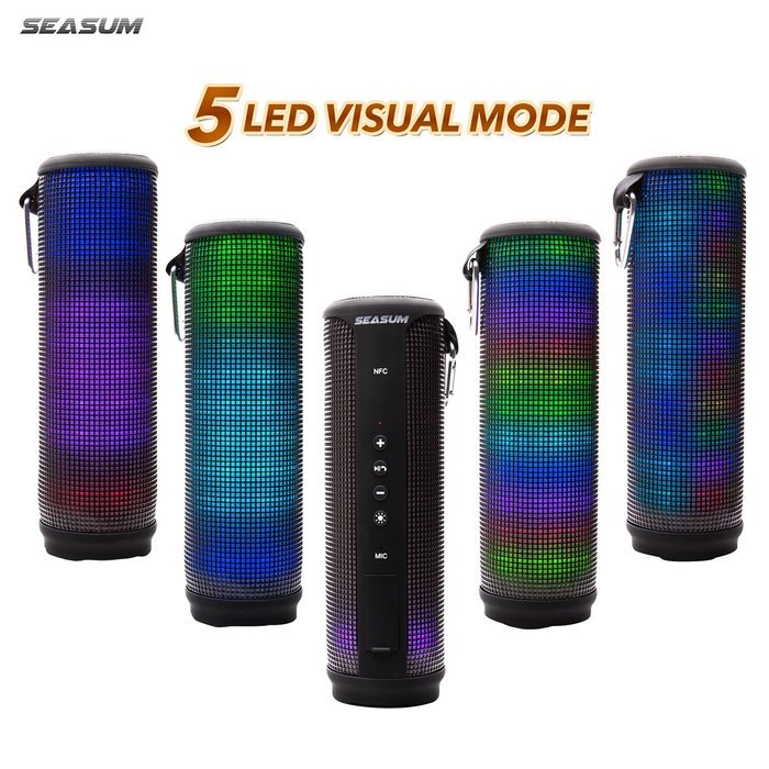 SeaSum waterproof LED Bluetooth speaker Portable Wireless Speaker 8.7 inches-4400mAh Rechargeable Lithium Battery... N2