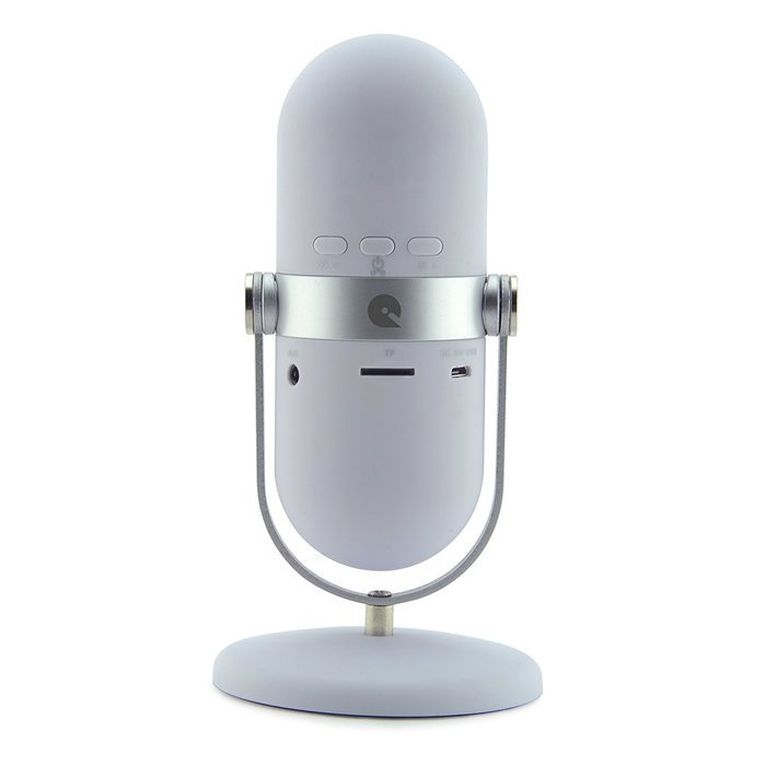 iQualTech Wireless Bluetooth Speaker With Built In Mic And Microphone Style Stand (White) N3