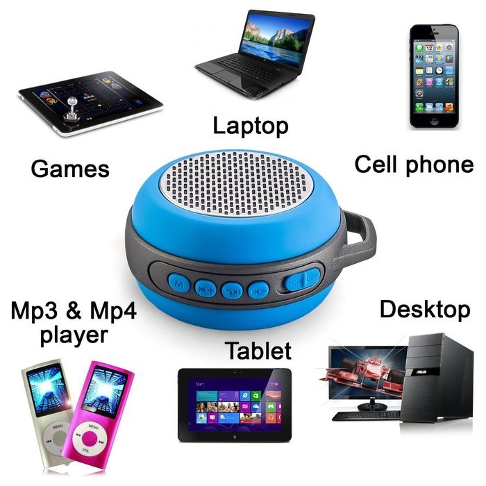 Portable Wireless waterproof Bluetooth Speaker for iPhone iPad iPod Android or PC with FM Radio, AUX, SD & Speakerphone... N4