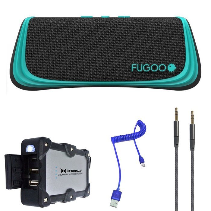 Fugoo Sport Portable Waterproof Rugged Bluetooth Speaker with Mic - Black/Green (F6SPKG01) Plus Mobile Recharge...