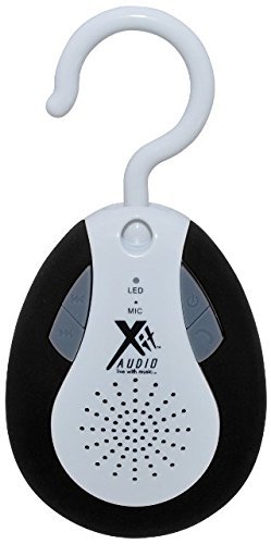 Xit AXTSSBK Waterproof Shower Bluetooth Speaker and Radio with Microphone, Black/White
