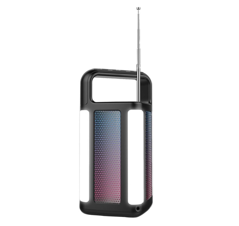Cuboid Bluetooth Speaker FM Radio LED Light Power Bank All in One Partner