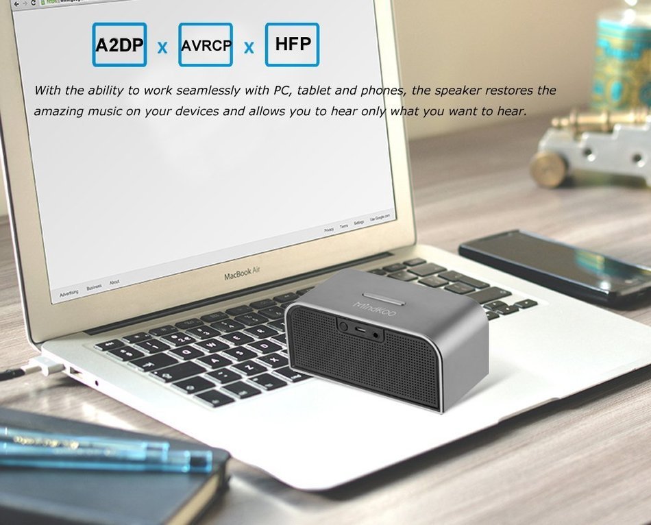 Mindkoo Bluetooth Portable Smart Wireless Speaker for Outdoor, Camping, Hiking, Travel, Gold, Beach (Sliver) N7