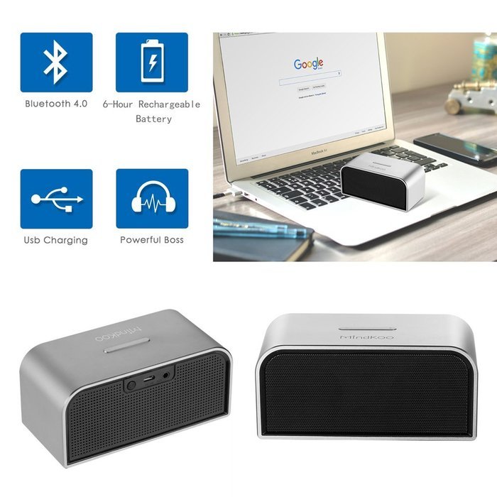 Mindkoo Bluetooth Portable Smart Wireless Speaker for Outdoor, Camping, Hiking, Travel, Gold, Beach (Sliver) N11