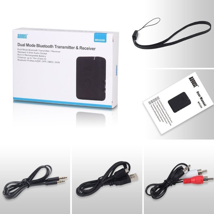 August MR250 Bluetooth Wireless Transmitter - Audio Sender for TV to Bluetooth Headphone - Stream Music from 3.5mm... N17