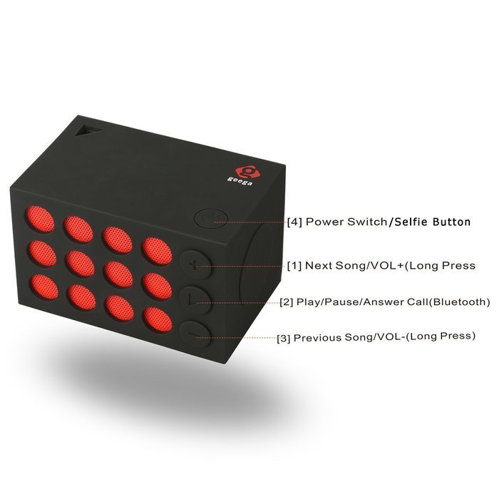 Waterproof Bluetooth Speakers,Geega Ultra Bass Rechargeable Audio Selfie Mini Outdoor Speaker with Built-in Microphone... N3