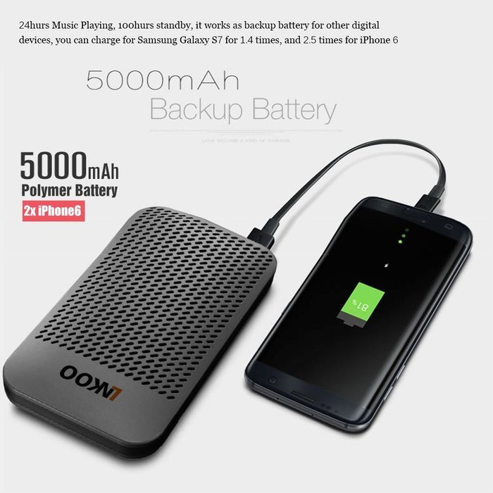 LNKOO Bluetooth Stereo Speakers Portable With 5000mAh Power Bank Function, Wireless Hands Free Support AUX In... N4