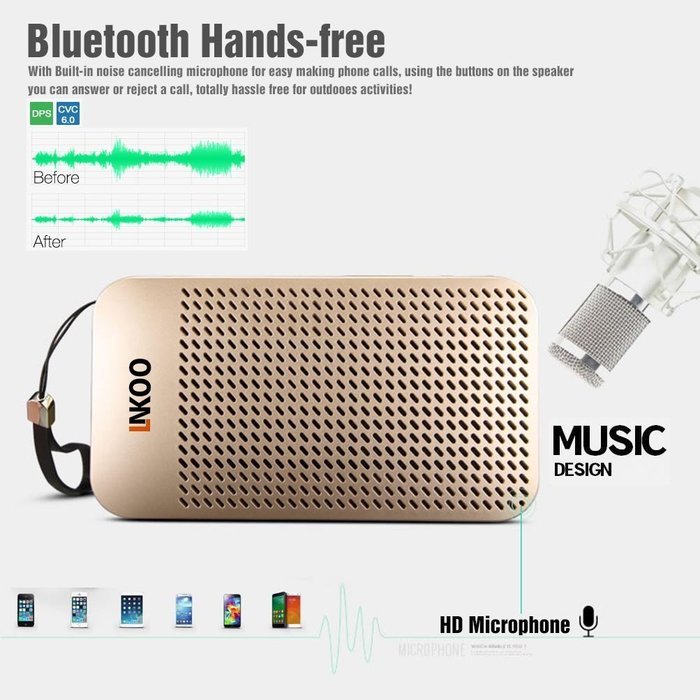 LNKOO Bluetooth Stereo Speakers Portable With 5000mAh Power Bank Function, Wireless Hands Free Support AUX In... N11