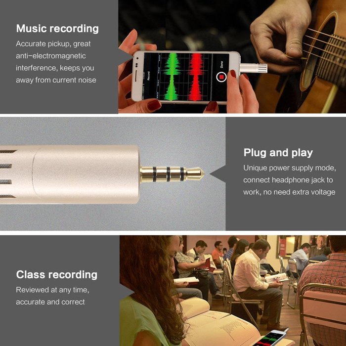 Koolertron Mini Condenser Microphone for Mobile Phone Interviewing Recording Support Plug-and-play for iPhone... N16