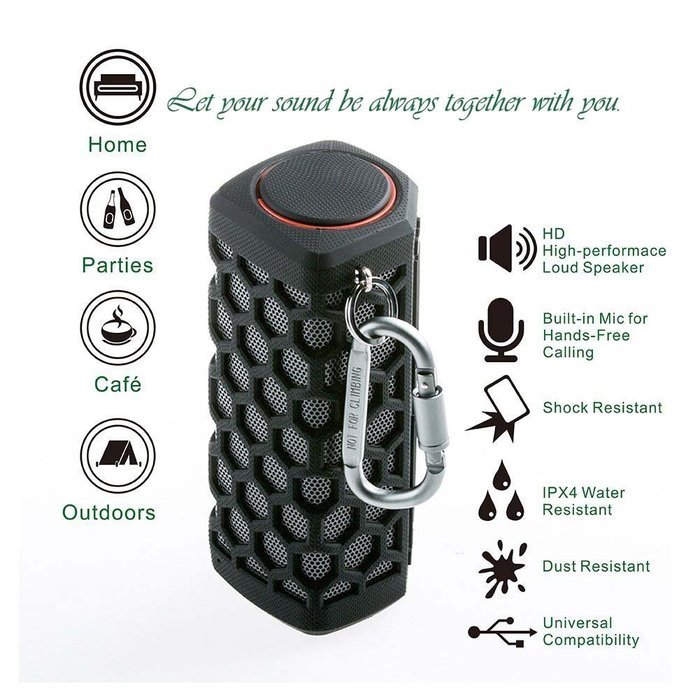 Portable Stereo Bluetooth CSR 4.0 Speakers with Power Bank 7000mAh 2* 5W Polymer Lithium Battery Wireless Waterproof... N4