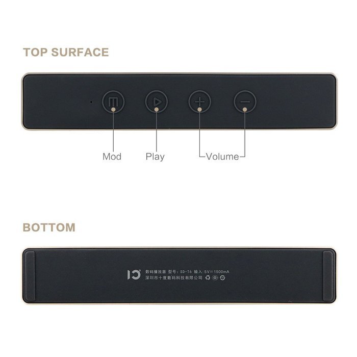 Bluetooth Speaker, SHIDU T6 Hi-Fi Portable Wireless Stereo V 4.2 Speaker with HD Sound and Bass (Gold) N5