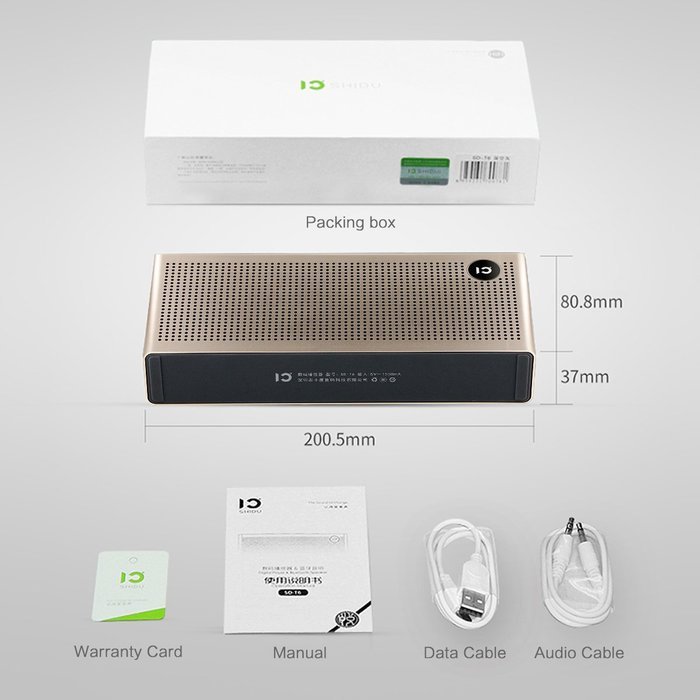 Bluetooth Speaker, SHIDU T6 Hi-Fi Portable Wireless Stereo V 4.2 Speaker with HD Sound and Bass (Gold) N6